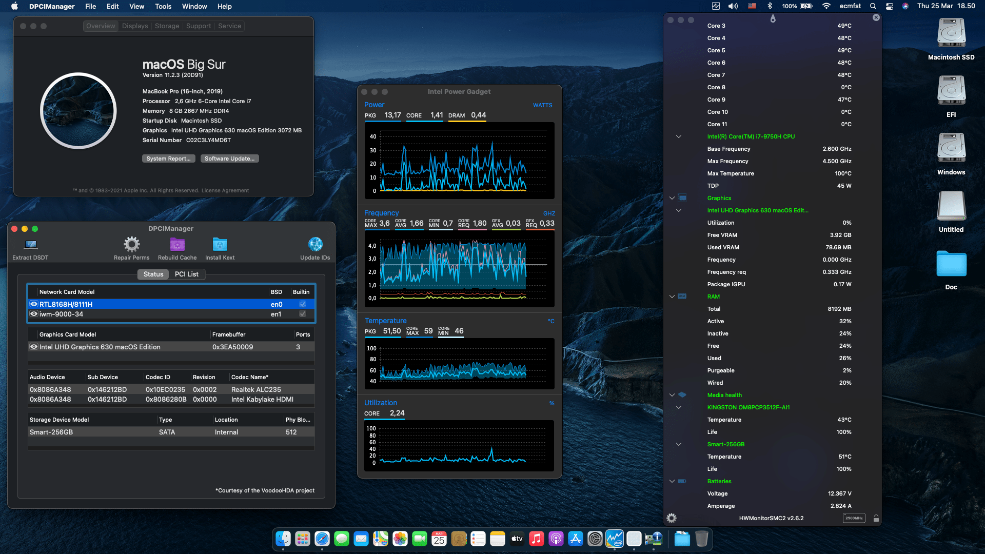 Success Hackintosh macOS Big Sur 11.2.3 Build 20D91 in MSI Gaming GF63 Thin 9SCSR